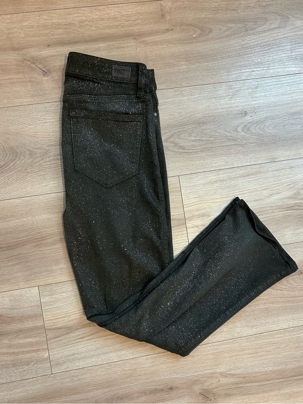 PAIGE Black Sparkle Glitter Coated Jeans Women’s Size 28 Designer